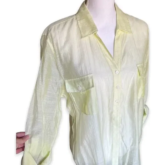 NWT- Chico’s Sheer Delight Emaline L/S Top In Soft Lime- Size 3 (XL) - Picture 2 of 14